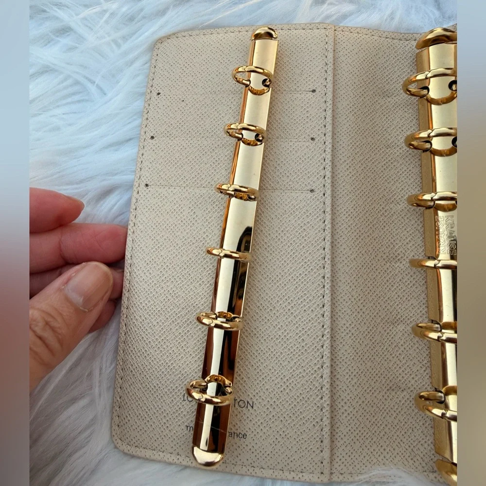LOUIE VUITTON Small Ring Agenda Cover (Pocket size paper) Damier Azur Canvas